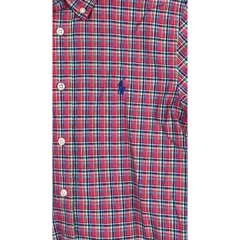 Ralph Lauren Shirt Size Youth Large 14-16 Button Down Long Sleeve Pink Plaid